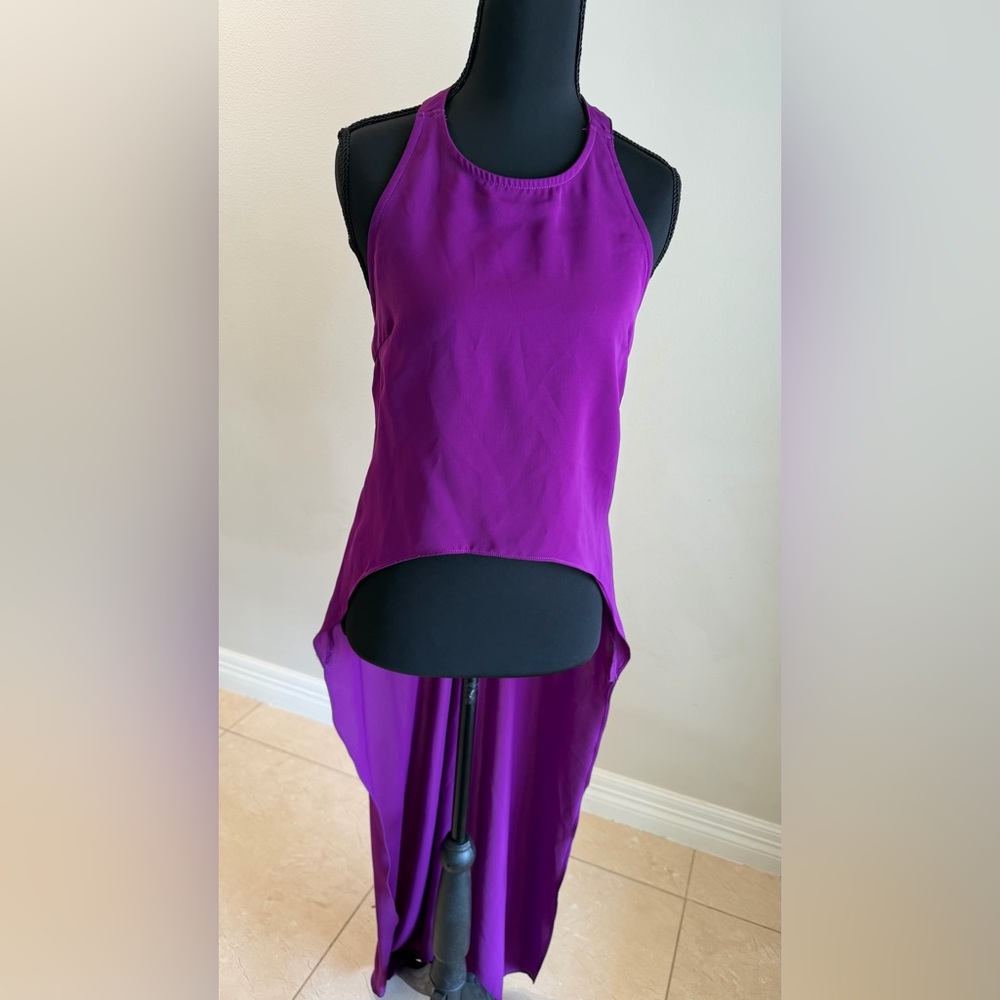 Vibrant Purple High Low Open Back Halter Top